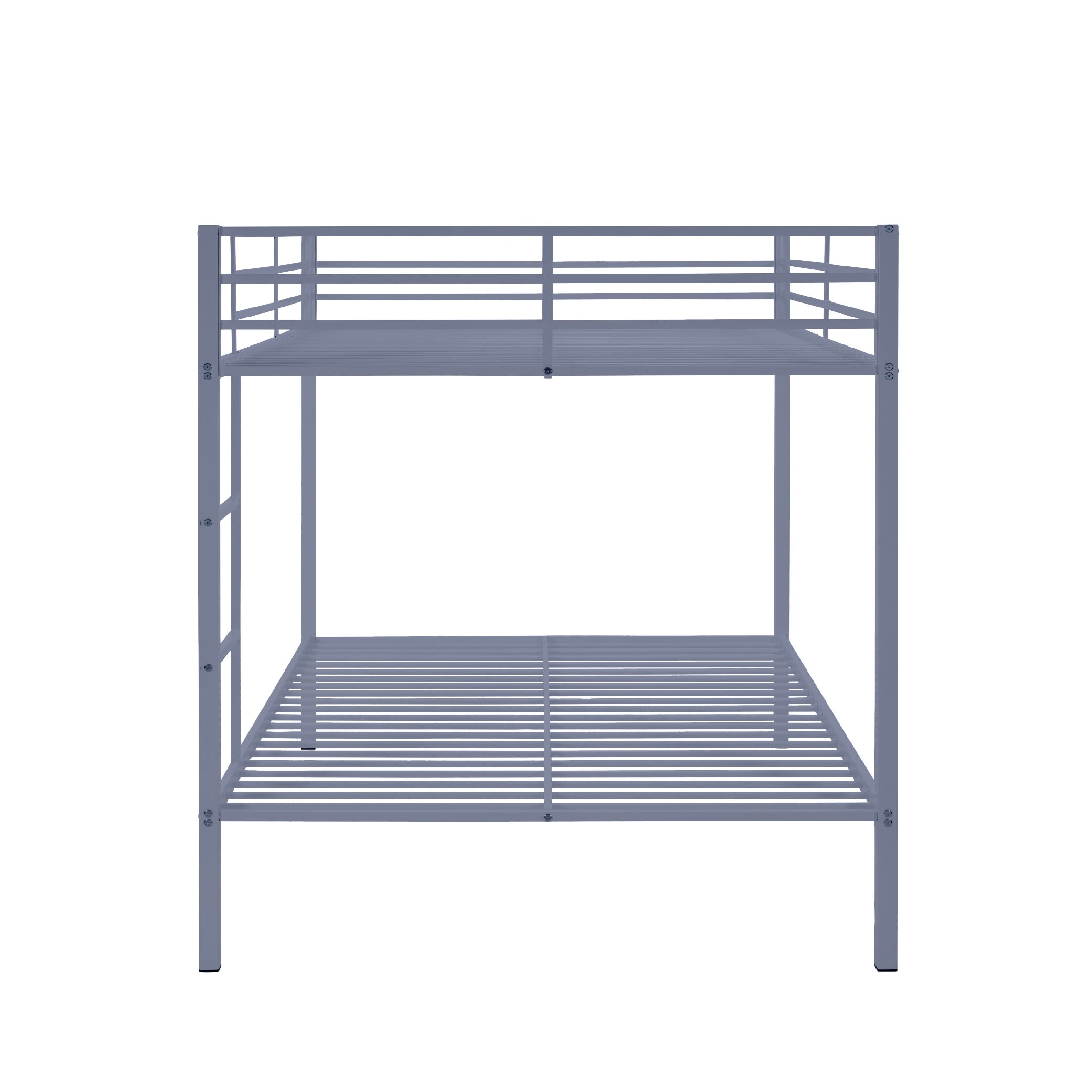 Full Over Full Bunk Bed, Heavy Duty Metal Bunk Bed Frame With Built-in Ladder And Safety Guard Rail, Low Metal Bunk Bed Frame For Kids, No Boxspring Required, For Small Spaces,Gray_voghion.com